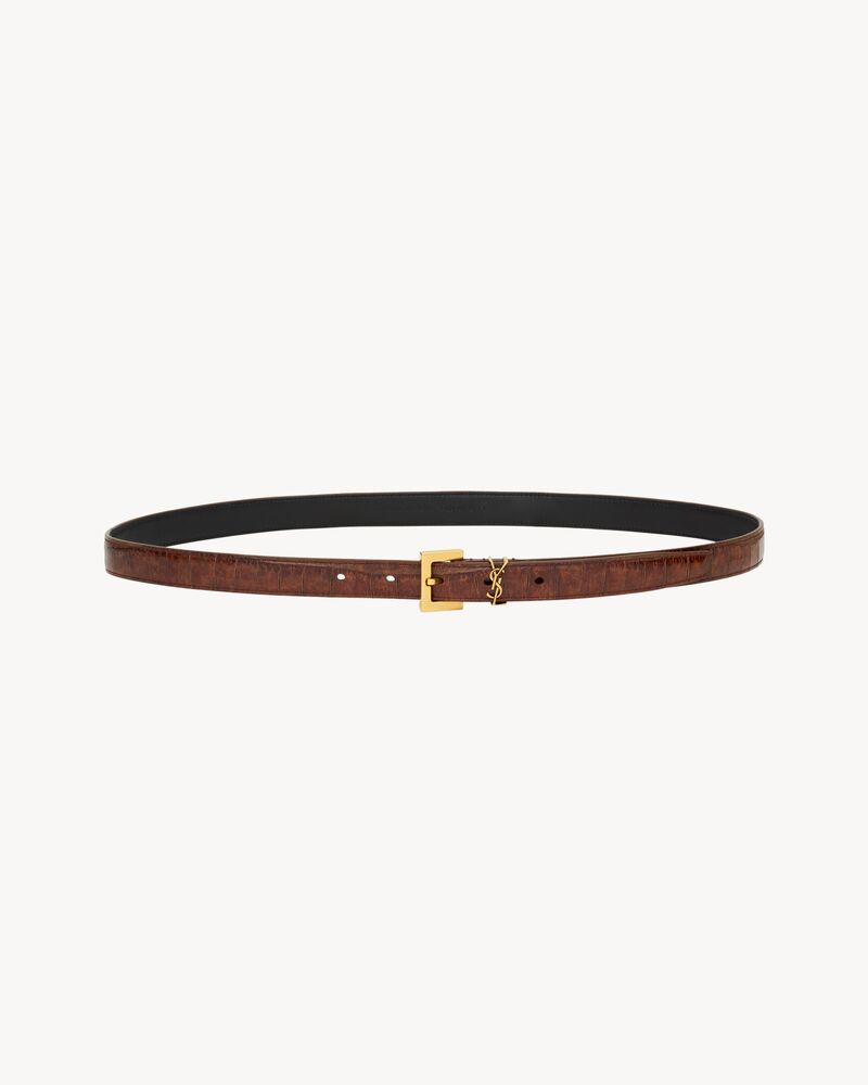 cassandre thin belt in crocodile-embossed leather - Image 1